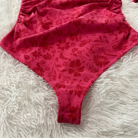 Free People Intimately One Love One-Shoulder Puff Sleeve Bodysuit Floral Size S - Picture 3 of 14